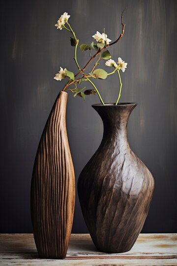 handcrafted wooden decorative vase